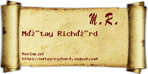 Mátay Richárd névjegykártya